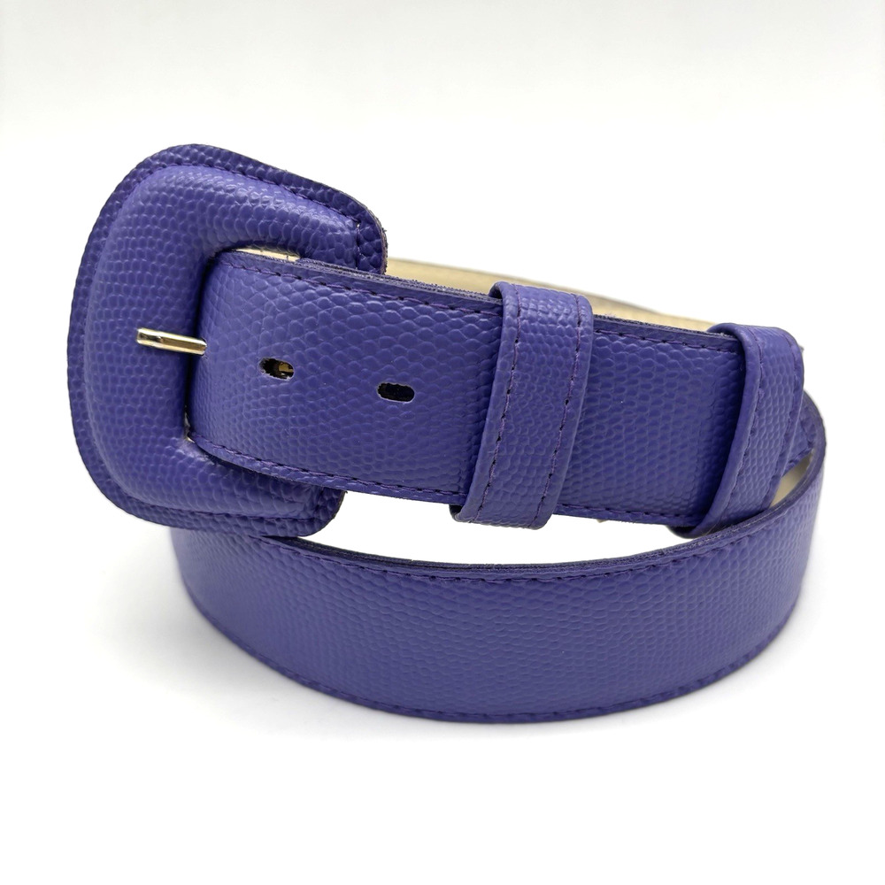 Vintage 80s Purple Reptile Embossed Faux Leather Waist Belt M 30-35" Canada